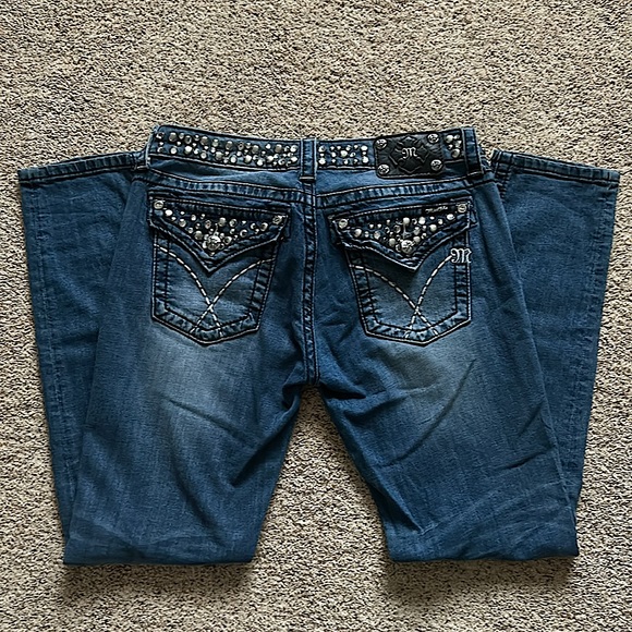Miss Me Denim - Miss Me Sexy Gems Sand Washed Blue Denim Skinny Jeans Pants **Size 30** 🔥🔥